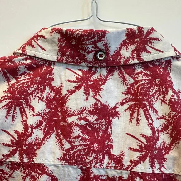 Vintage Jam Session Palm Tree Button Shirt Red White Y2K Surf Casual M - Picture 9 of 9